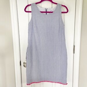 Heyton Dress Blue White Stripe Seersucker Shift Sleeveless Dress Size 2